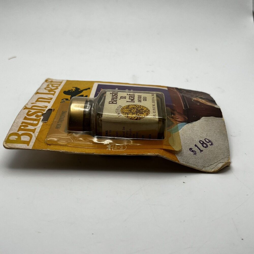 Vintage Brush N Leaf Antique Gold Metallic Paint 1 Oz Made In USA Rub N Buff NOS - Picture 8 of 16